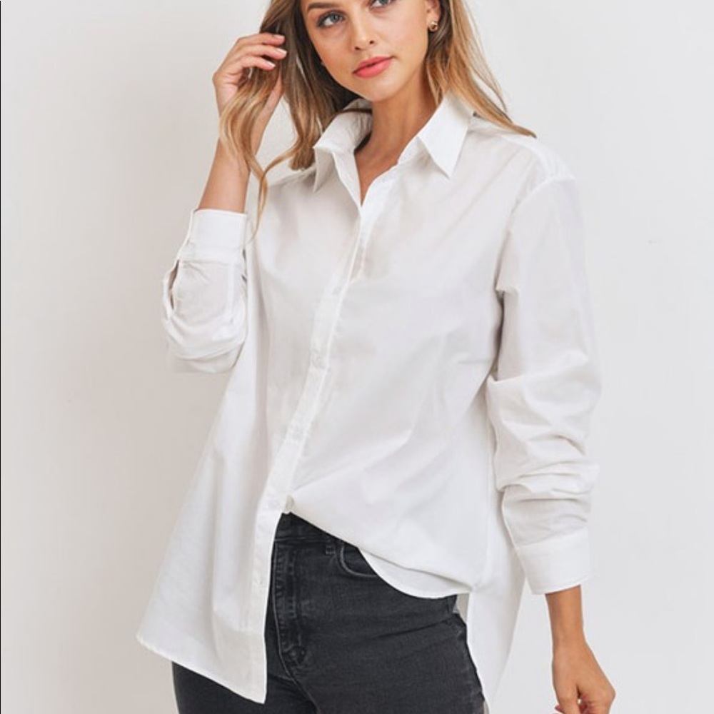 White button-down blouse